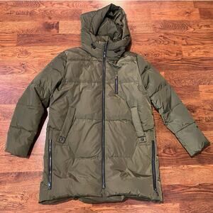 Orolay Women's Quilted Mid-Length Down Jacket Olive Green Size XL NWT Cozy Style